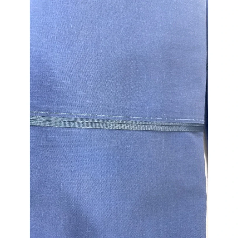 Vintage Solid Blue Twin Sheet‎ Set Satin Trim Fitted, Flat, 2 Pillowcases